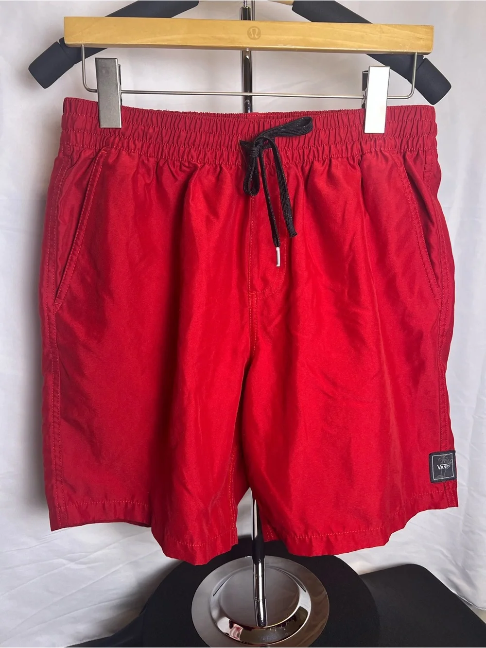 Vans Red Men’s Swim Board Shorts with Black Drawstring Size Large